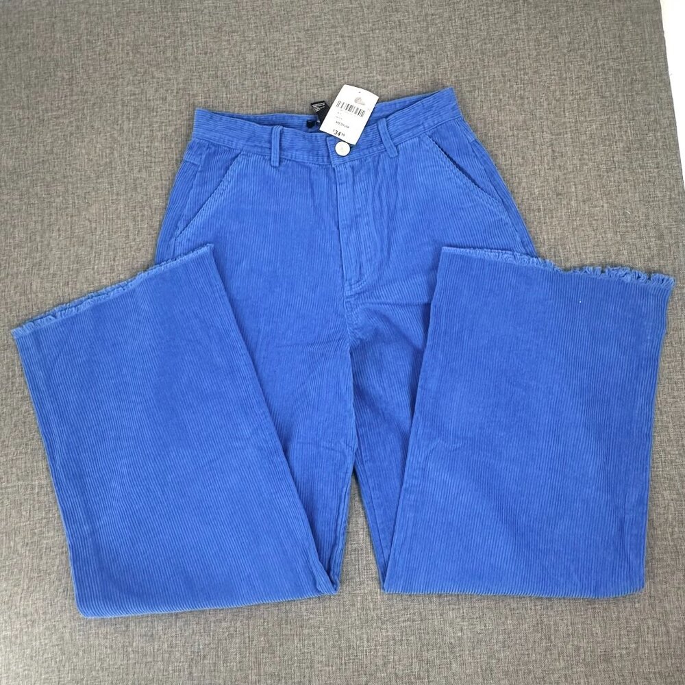 New! Forever 21‎ Corduroy Straight Relaxed Pants Blue Junior Medium MSRP: $34.99